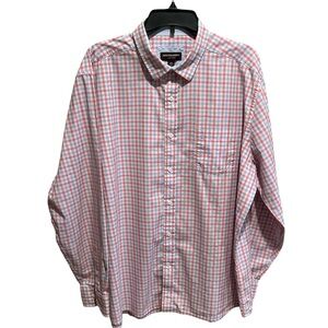 Johnston & Murphy XXL Plaid Button-Down Shirt Red Blue 100% Cotton Men’s - XXL